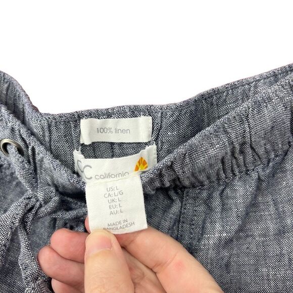 C&C California  Women's Linen Drawstring Shorts Blue Large - Picture 8 of 9